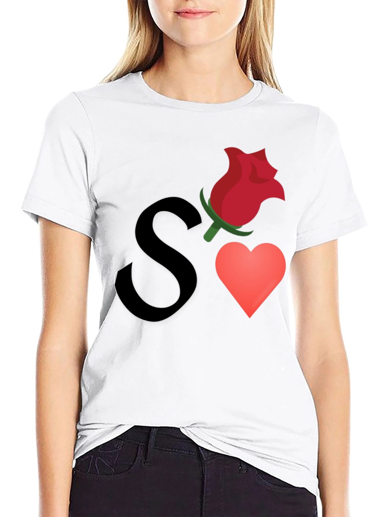 Romantic Graphic Tee - S Rose Heart