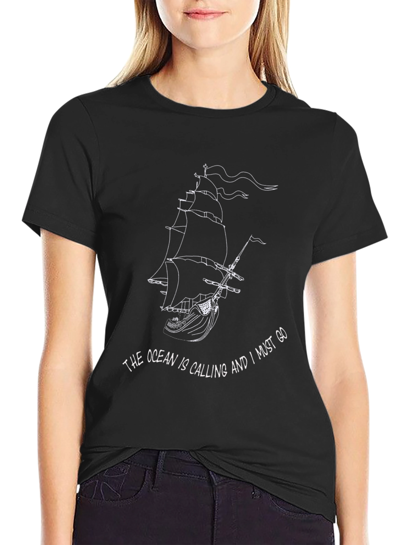 Ocean Calling Tee - Black Graphic T-Shirt