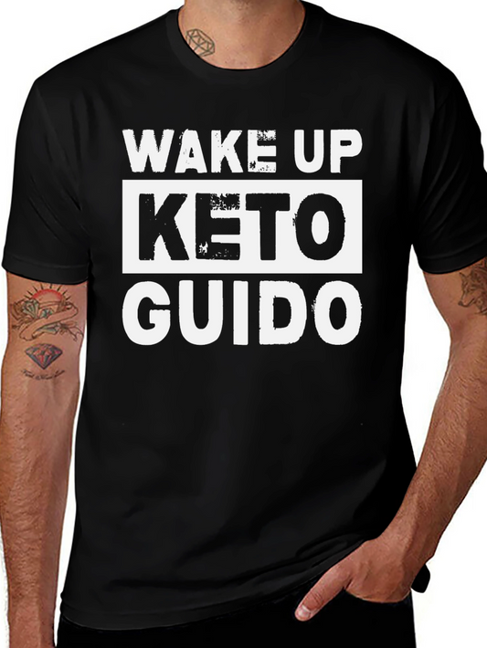 Wake Up Keto Guido Graphic Tee - Bold Black Shirt