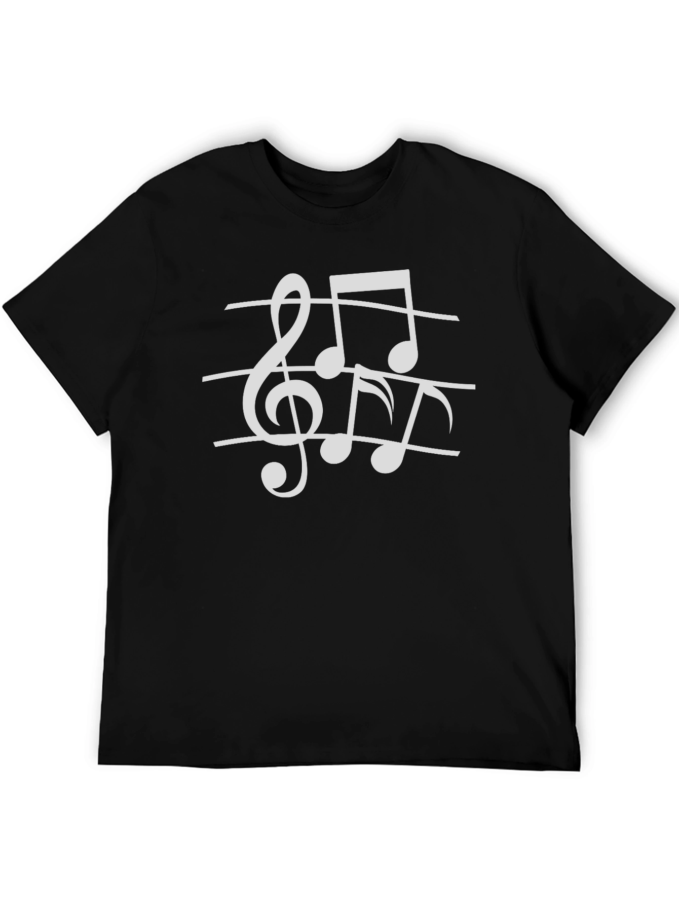 Musical Notes Graphic Black T-Shirt