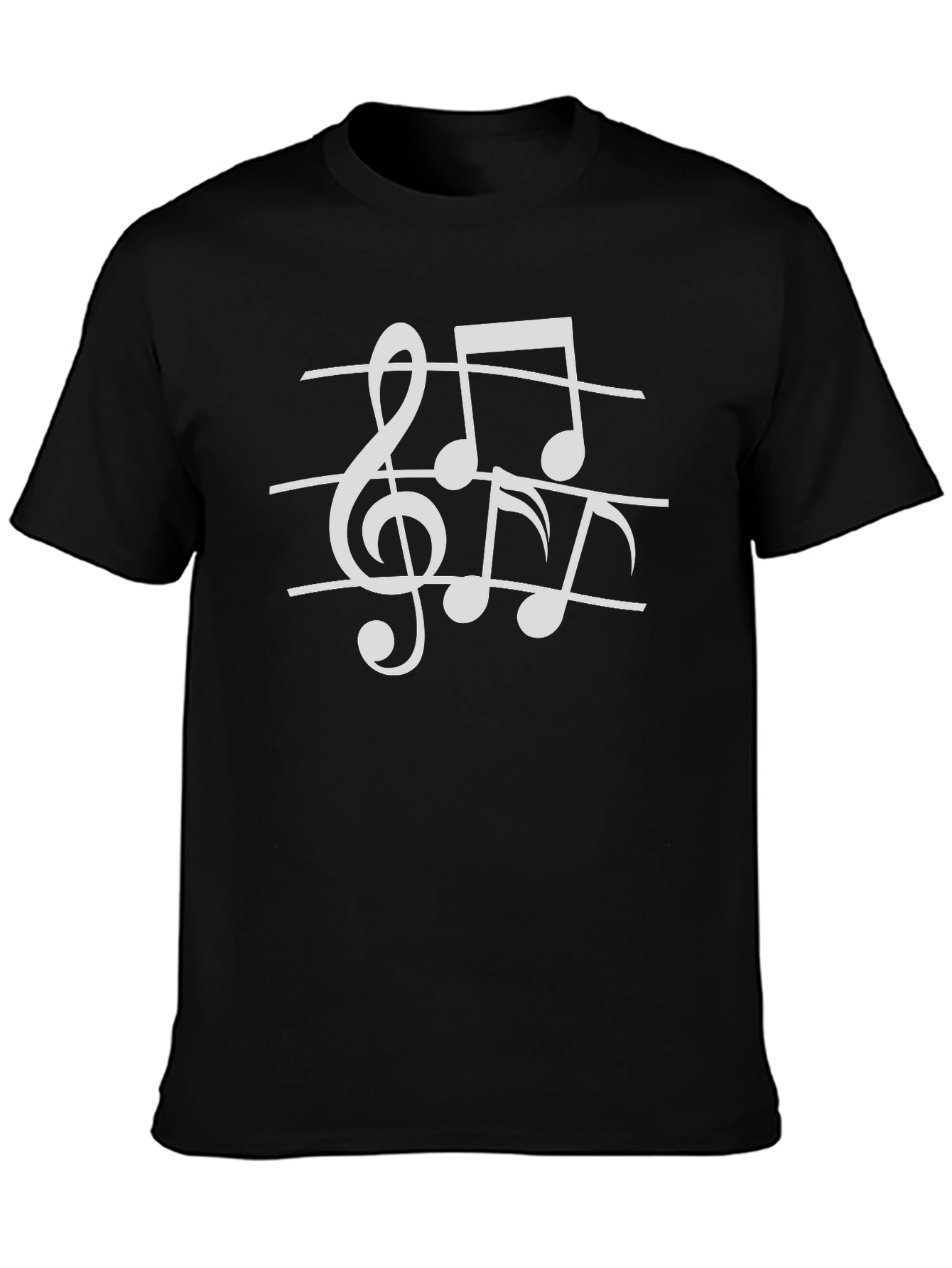 Musical Notes Graphic Black T-Shirt