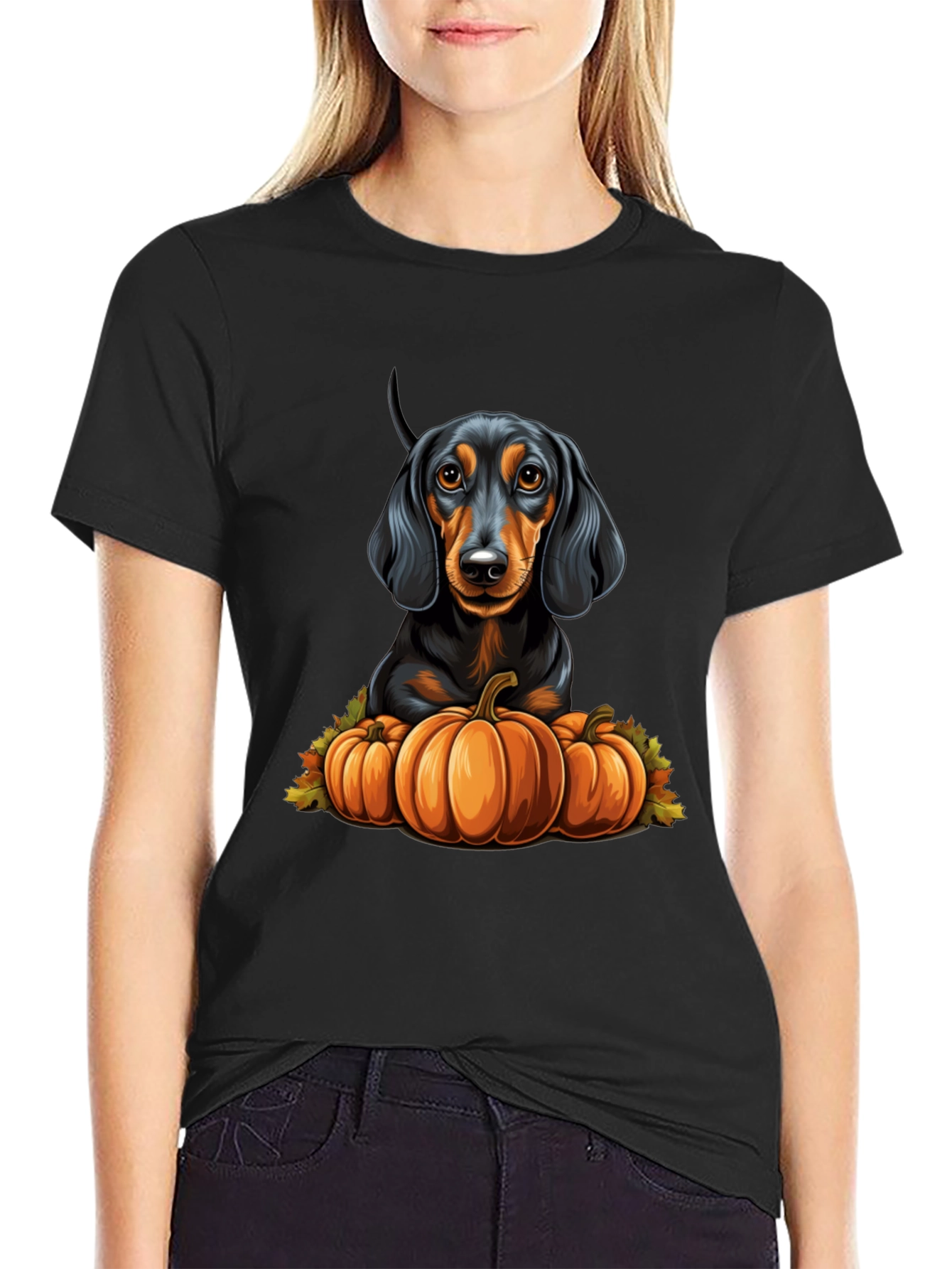 Dachshund Pumpkin T-Shirt - Autumn Dog Tee