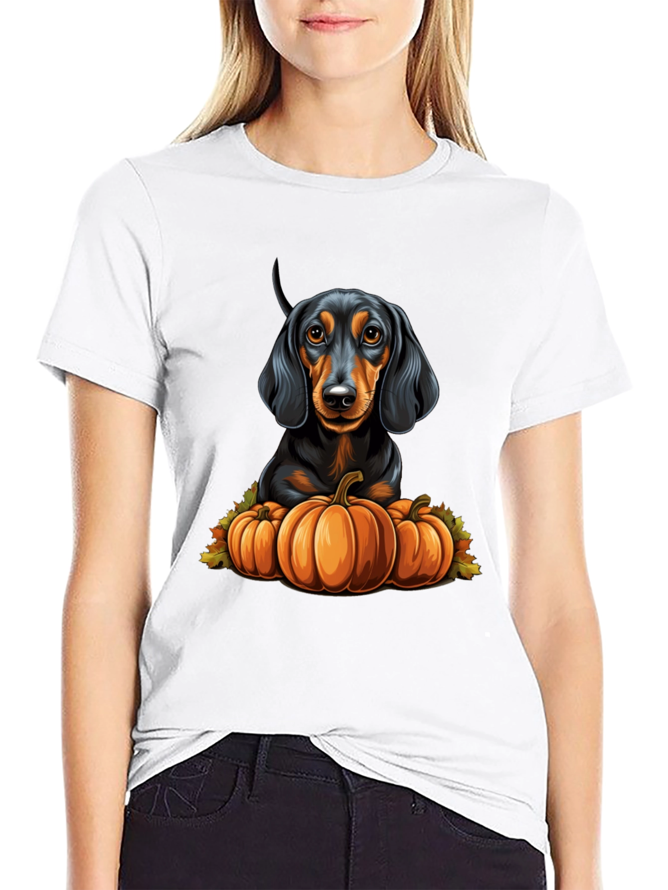 Dachshund Pumpkin T-Shirt - Autumn Dog Tee