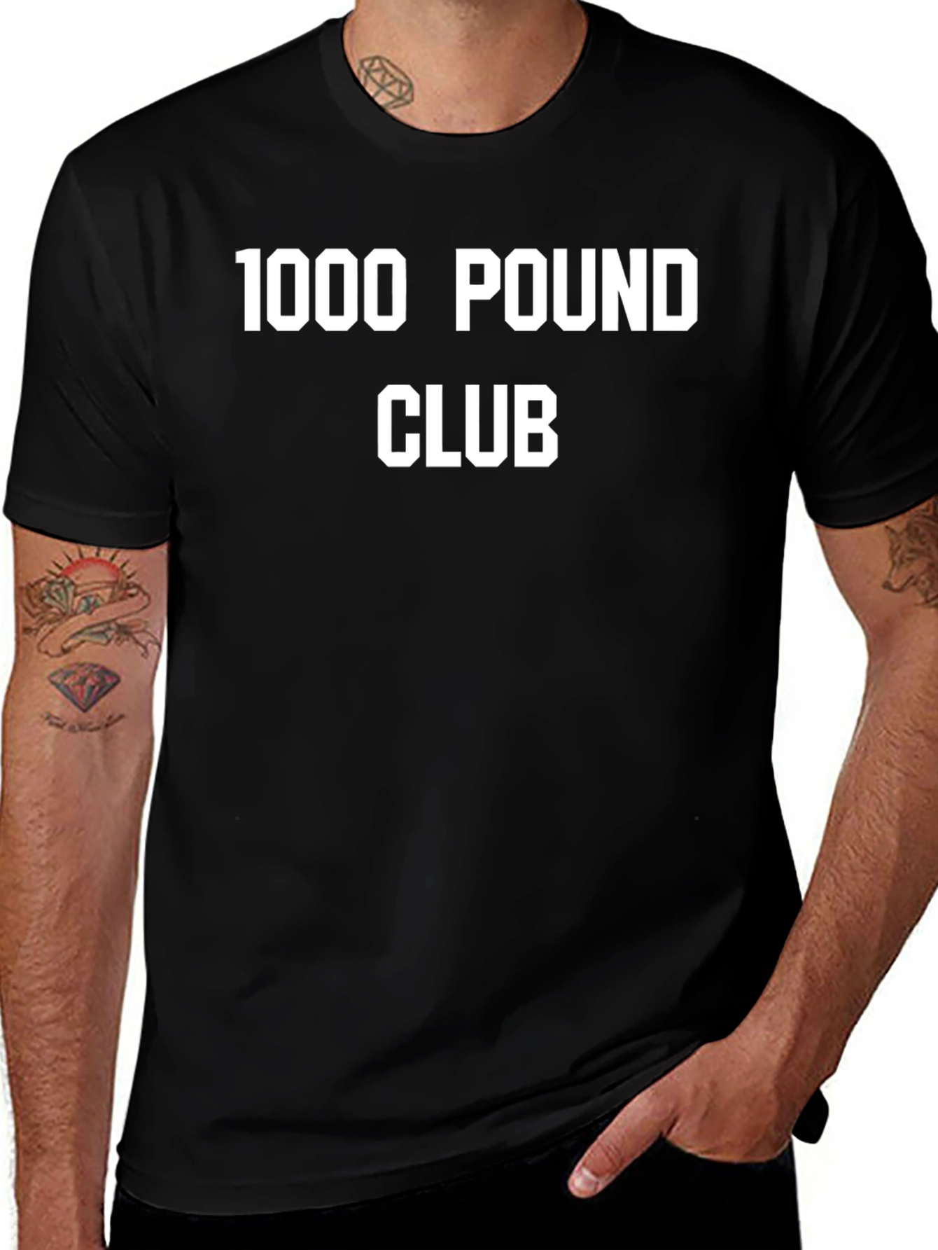 1000 Pound Club Black T-Shirt Gym Weightlifting Apparel