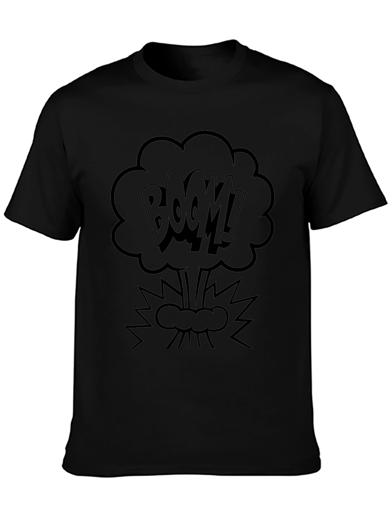 Boom! Black Graphic Tee - Comic Style Explosion Shirt