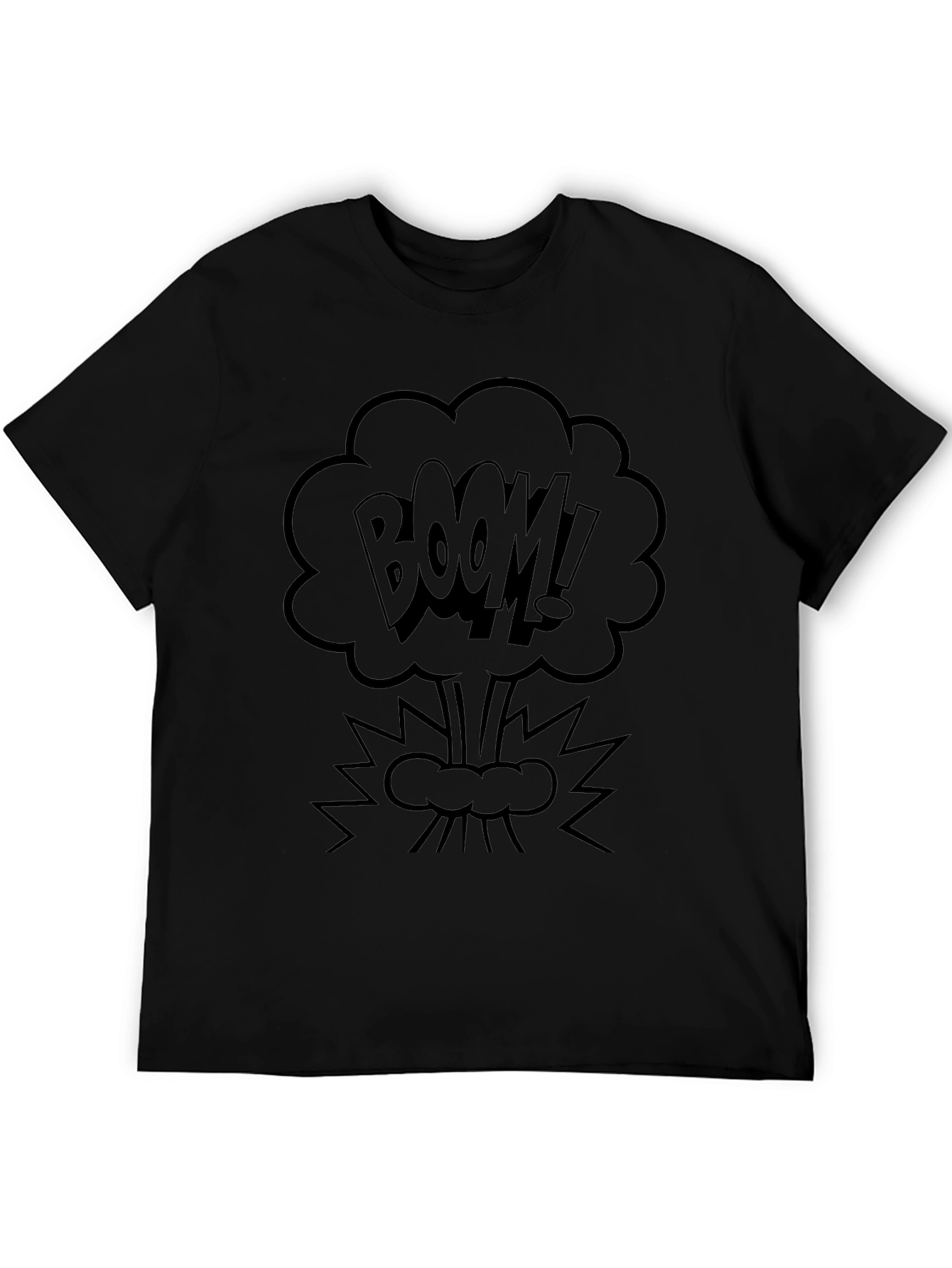 Boom! Black Graphic Tee - Comic Style Explosion Shirt