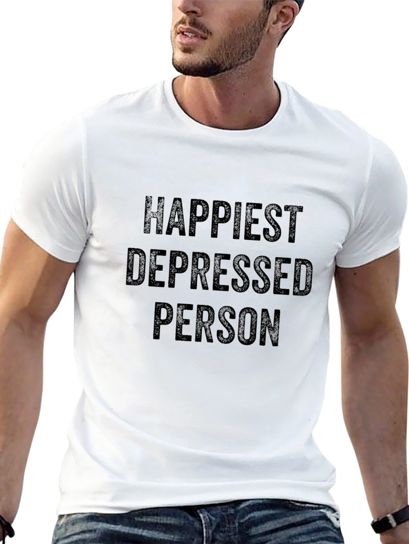 Happiest Depressed Person Graphic Tee - Black