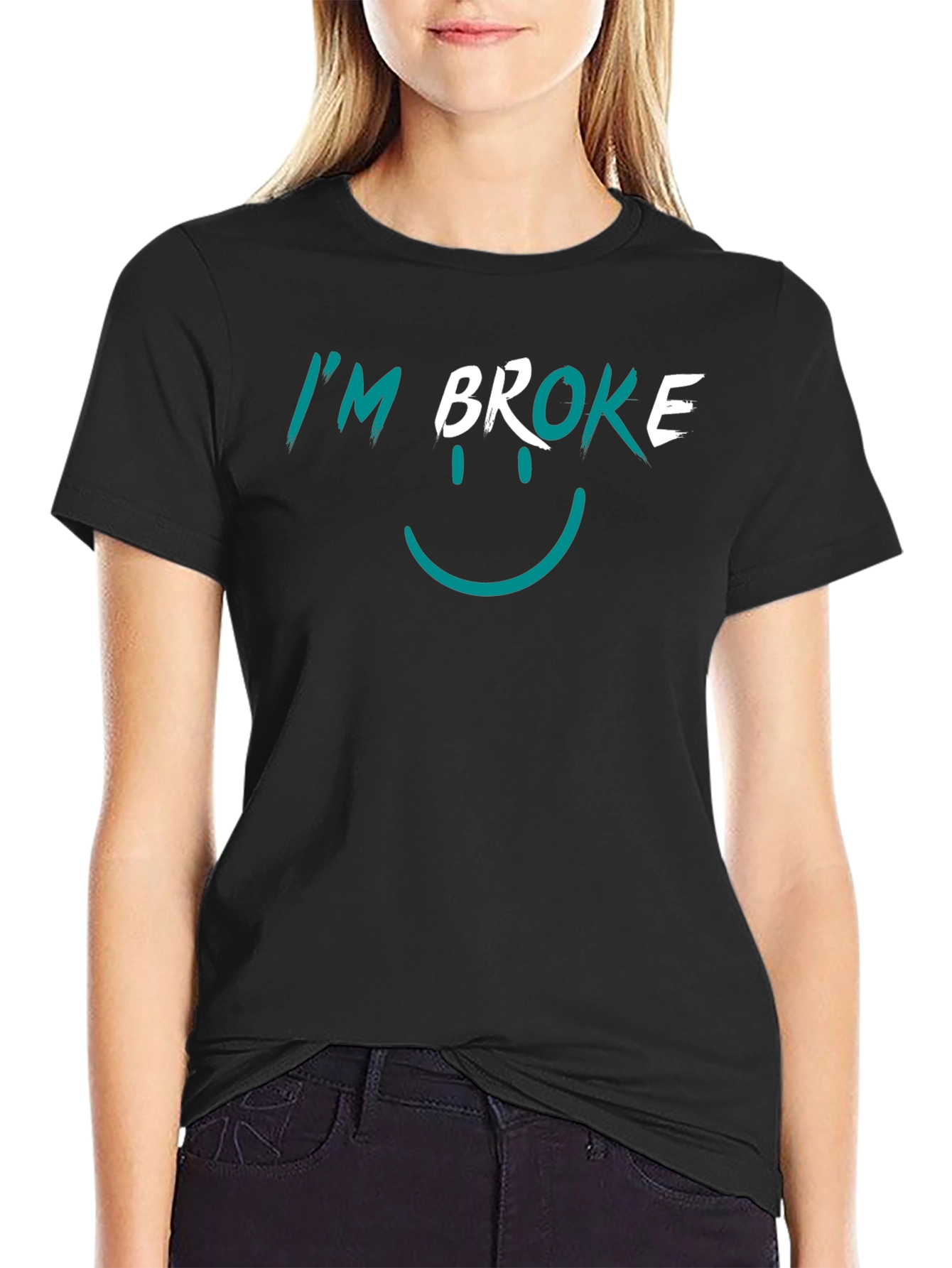 Im Broke Smiley T-Shirt - Funny Graphic Tee