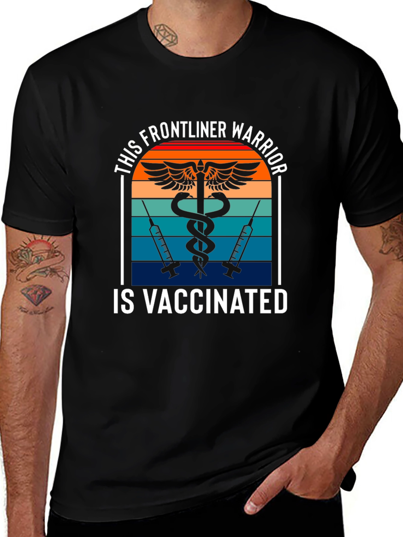 Vaccinated Frontliner Warrior Graphic Tee