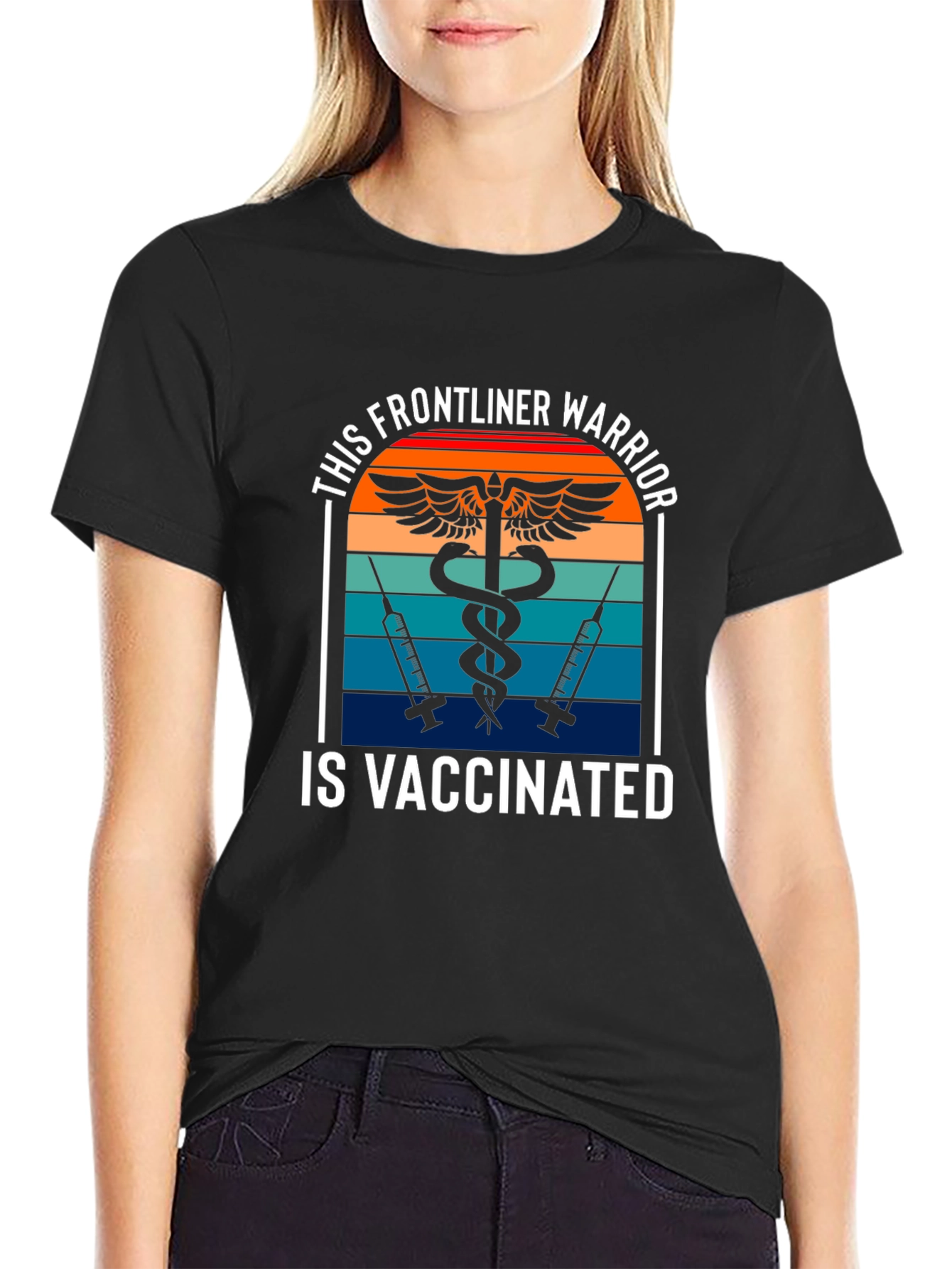 Vaccinated Frontliner Warrior Graphic Tee