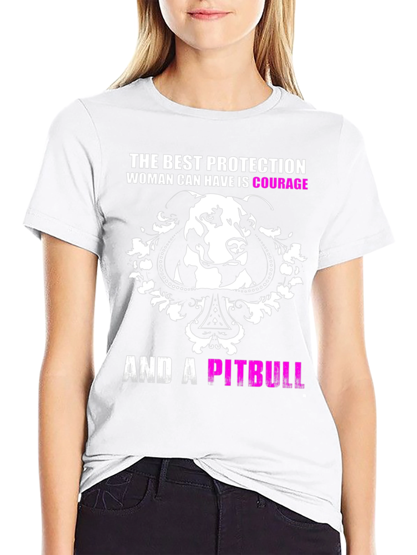 Courage and a Pitbull Black Graphic T-Shirt