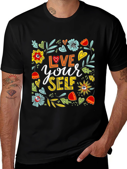 Love Yourself Graphic Tee - Floral Design