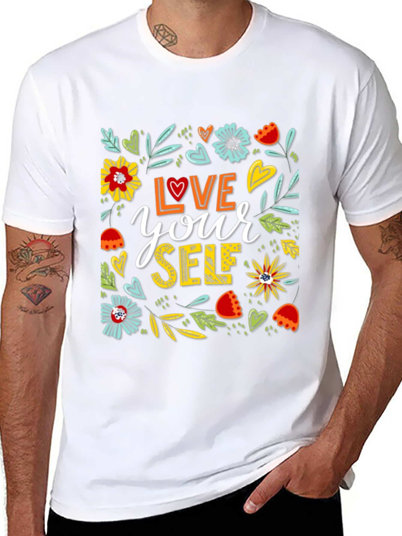 Love Yourself Graphic Tee - Floral Design