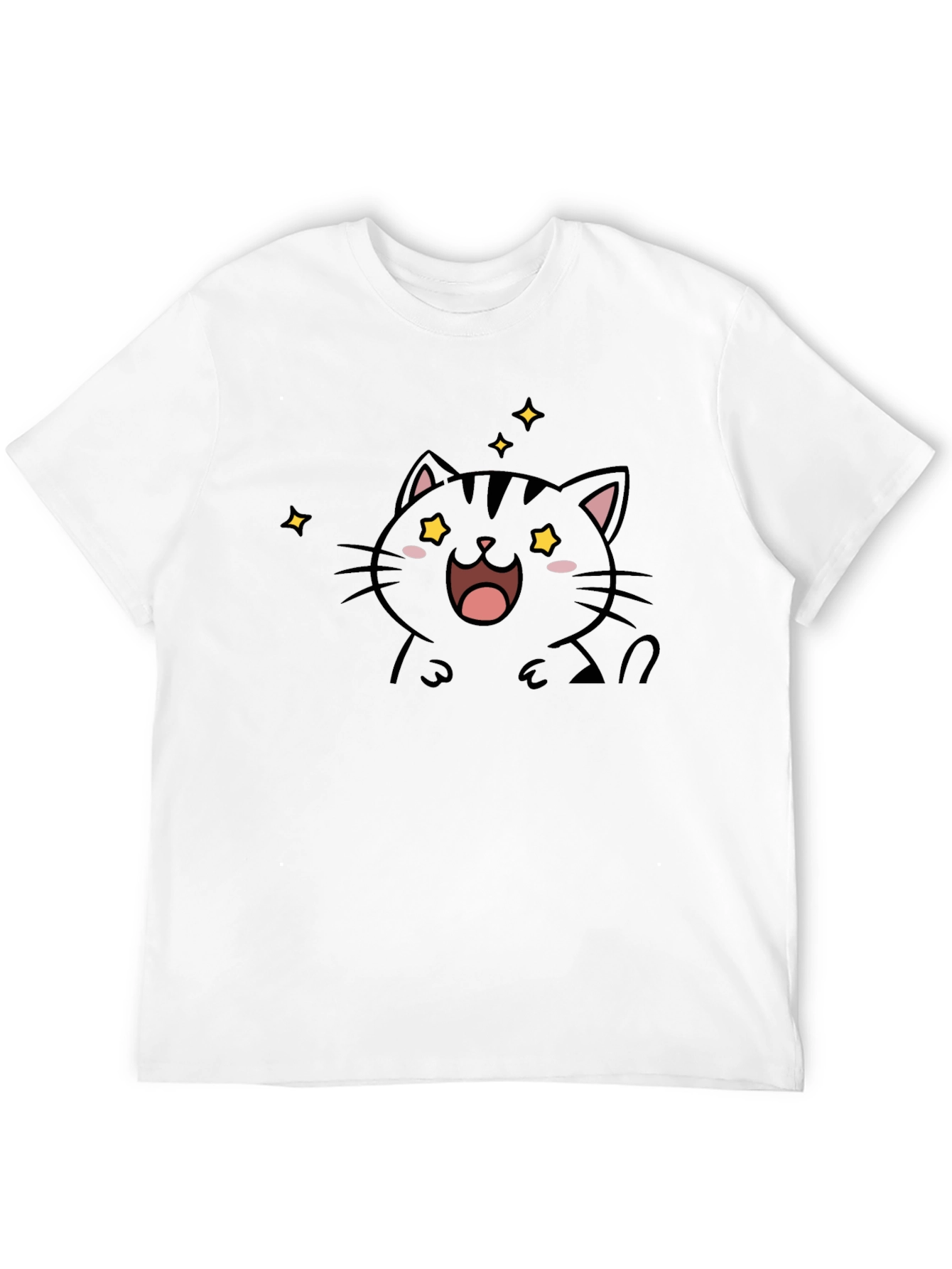Cute Cat Graphic Black T-Shirt