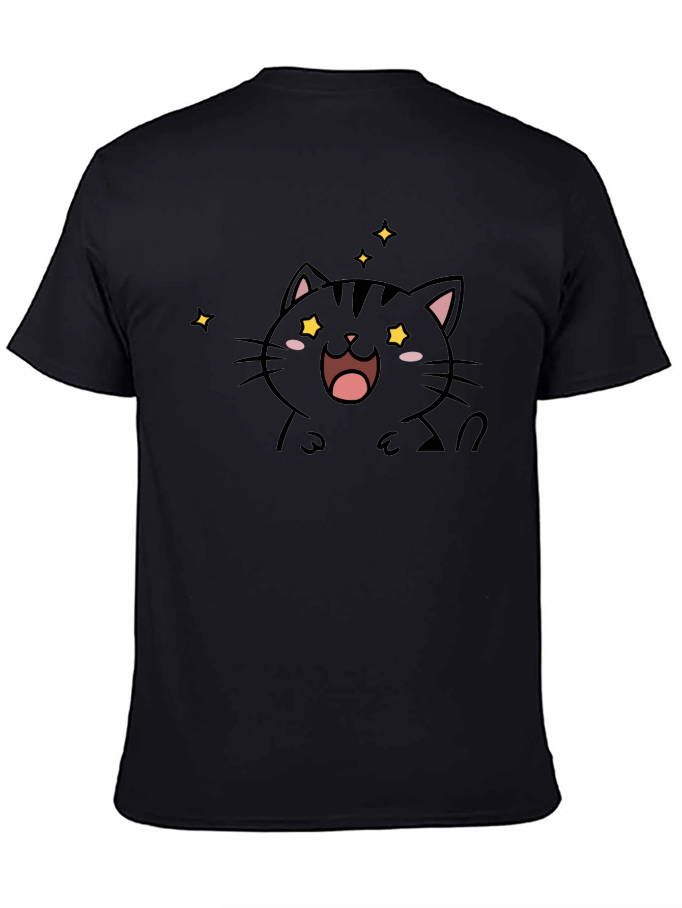 Cute Cat Graphic Black T-Shirt