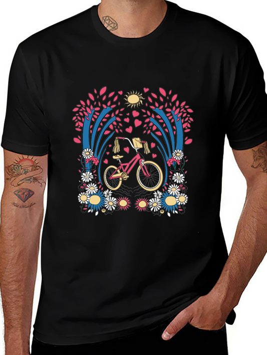 Floral Bicycle Graphic T-Shirt