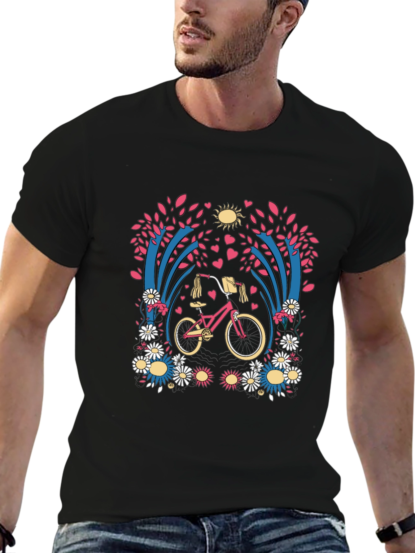 Floral Bicycle Graphic T-Shirt