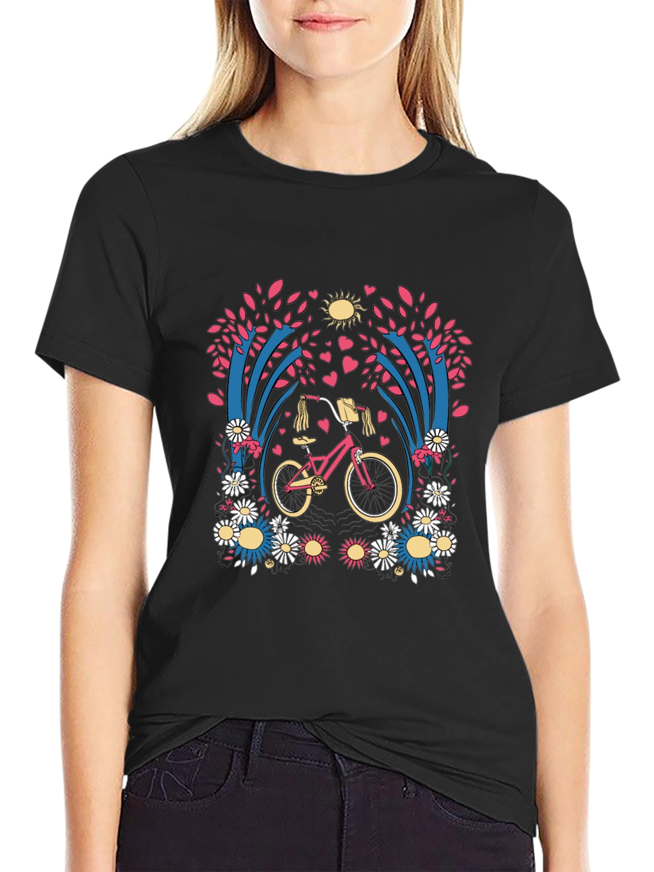 Floral Bicycle Graphic T-Shirt