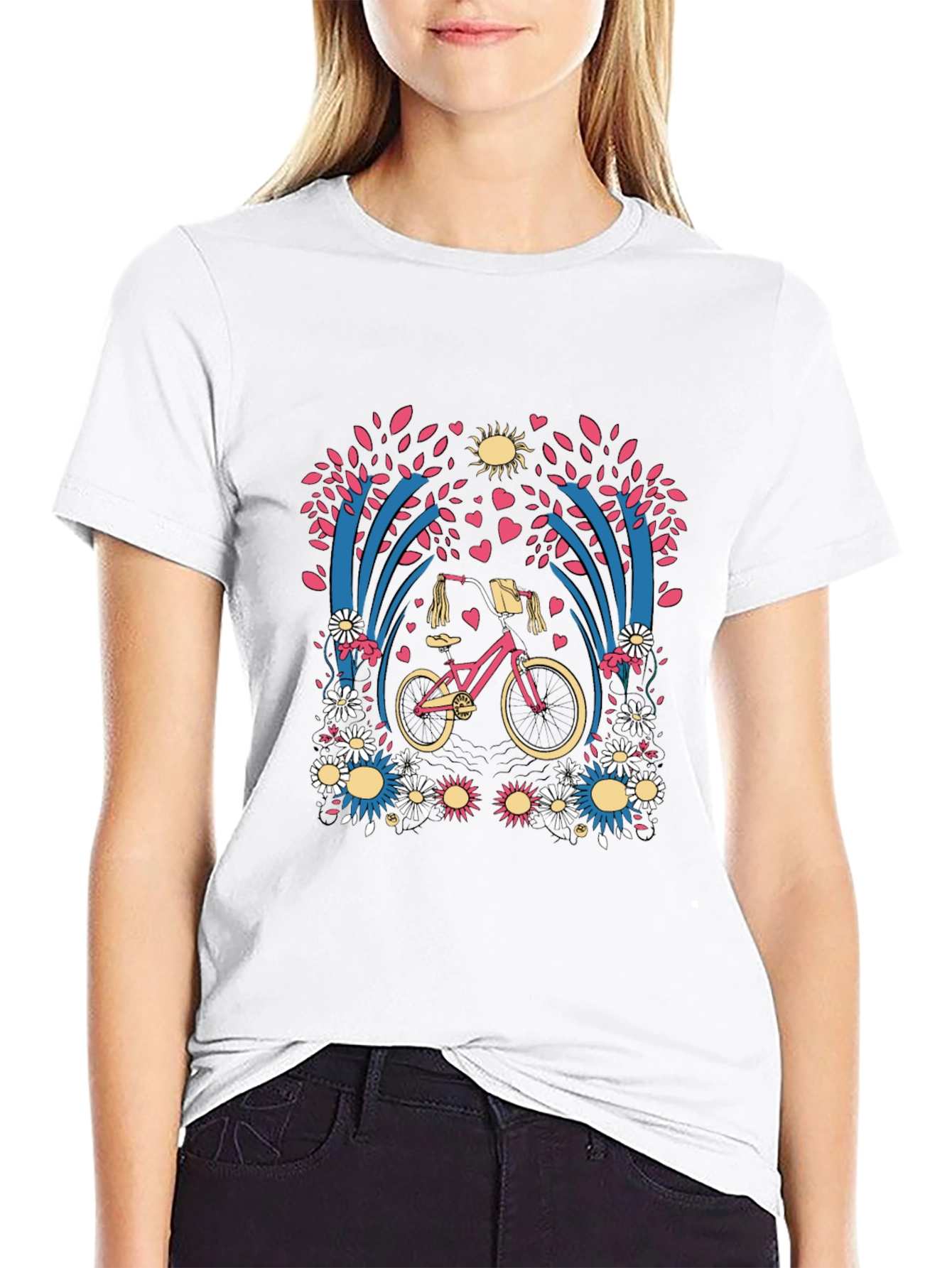 Floral Bicycle Graphic T-Shirt