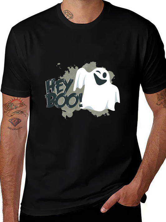 Hey Boo! Ghost Graphic Tee - Spooky Season Shirt