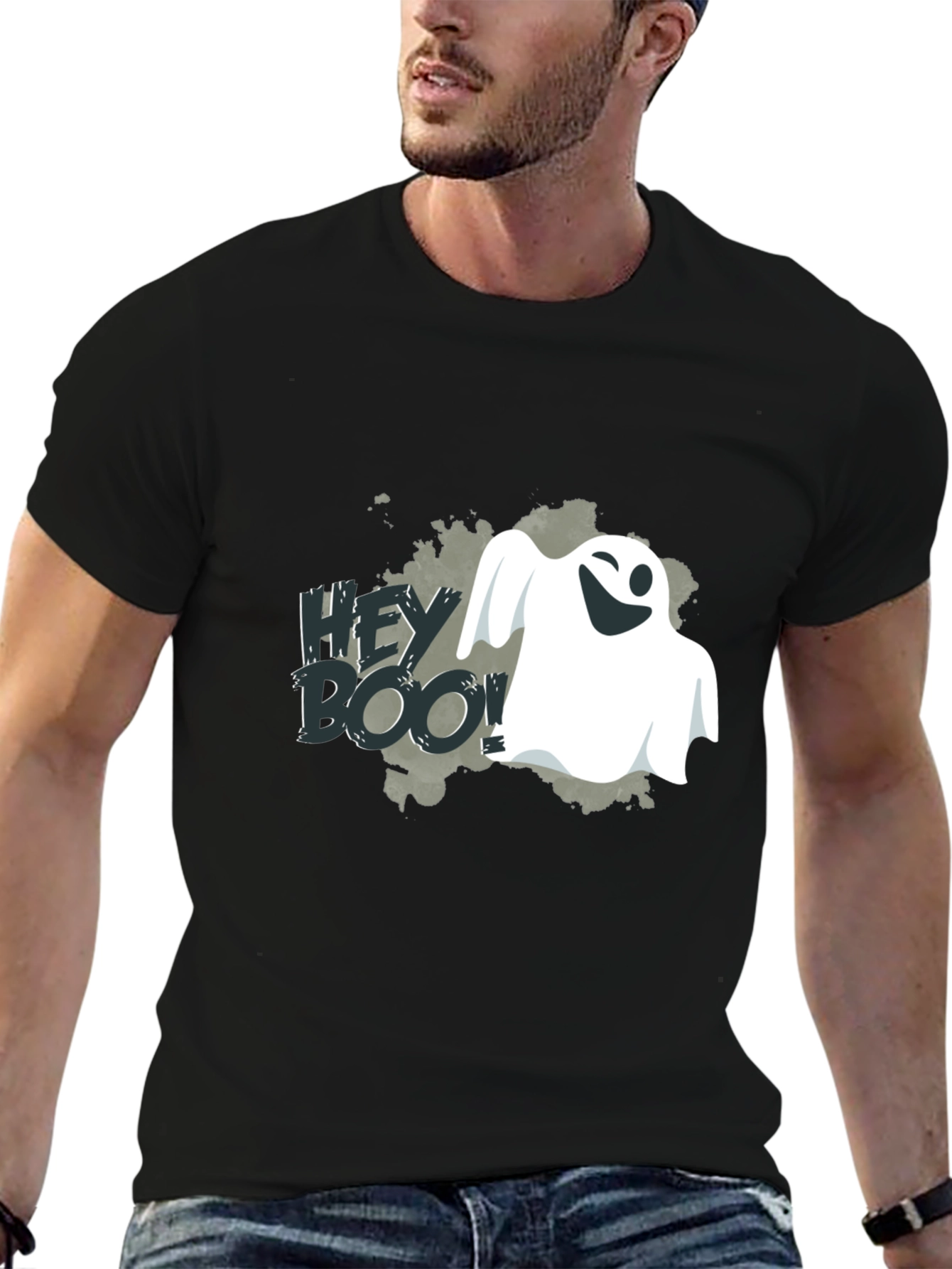 Hey Boo! Ghost Graphic Tee - Spooky Season Shirt