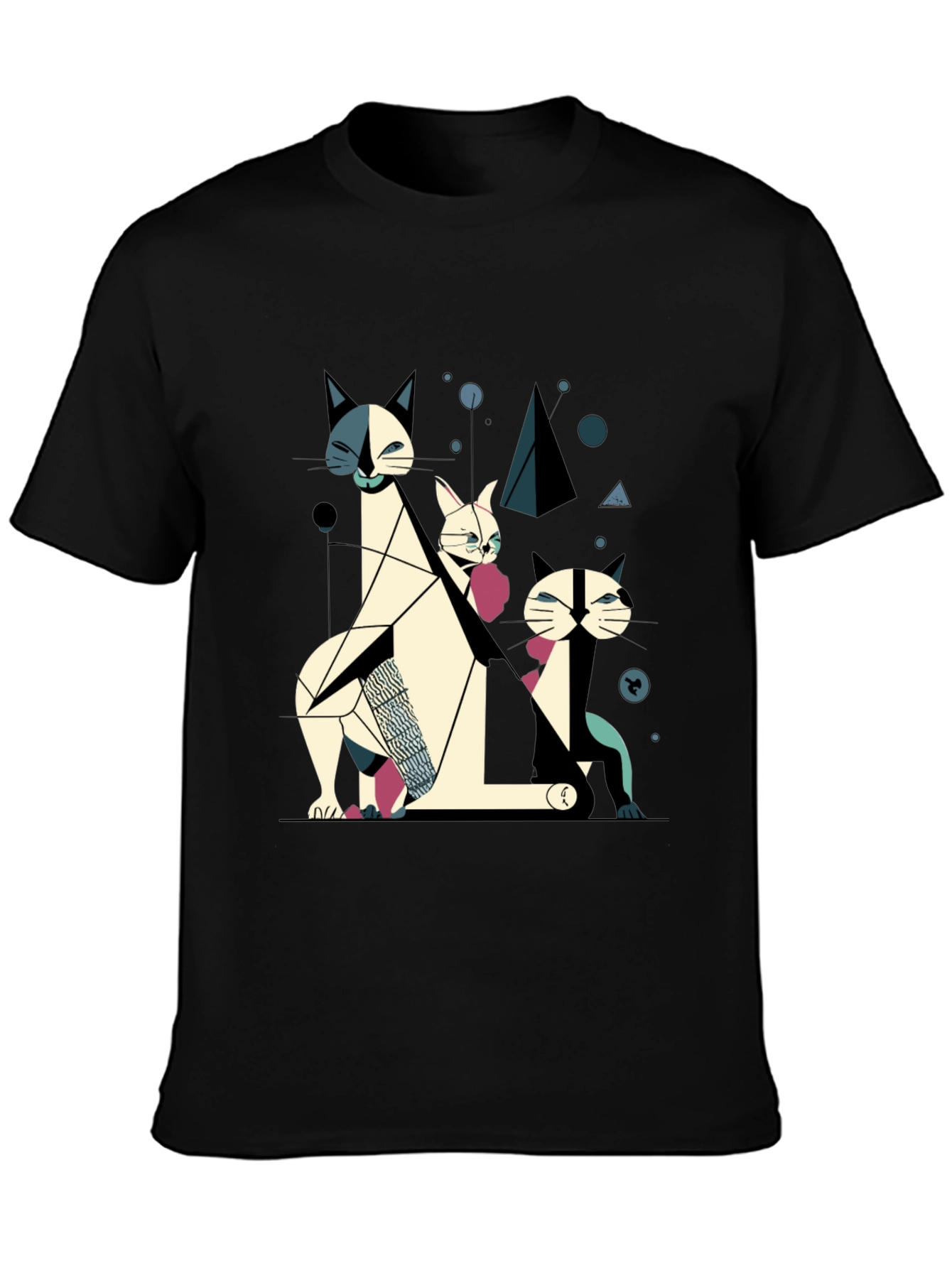 Abstract Geometric Cat T-Shirt