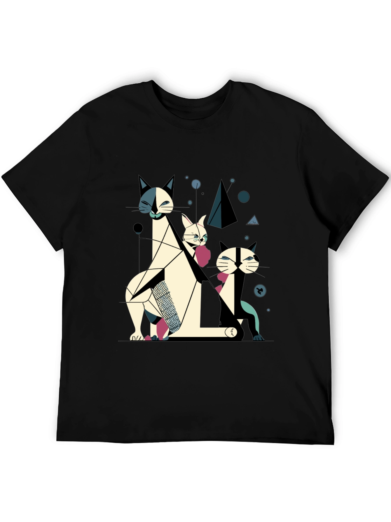 Abstract Geometric Cat T-Shirt