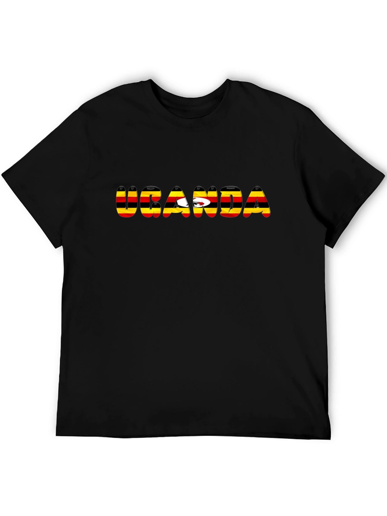 Uganda Flag T-Shirt - Black Cotton Tee