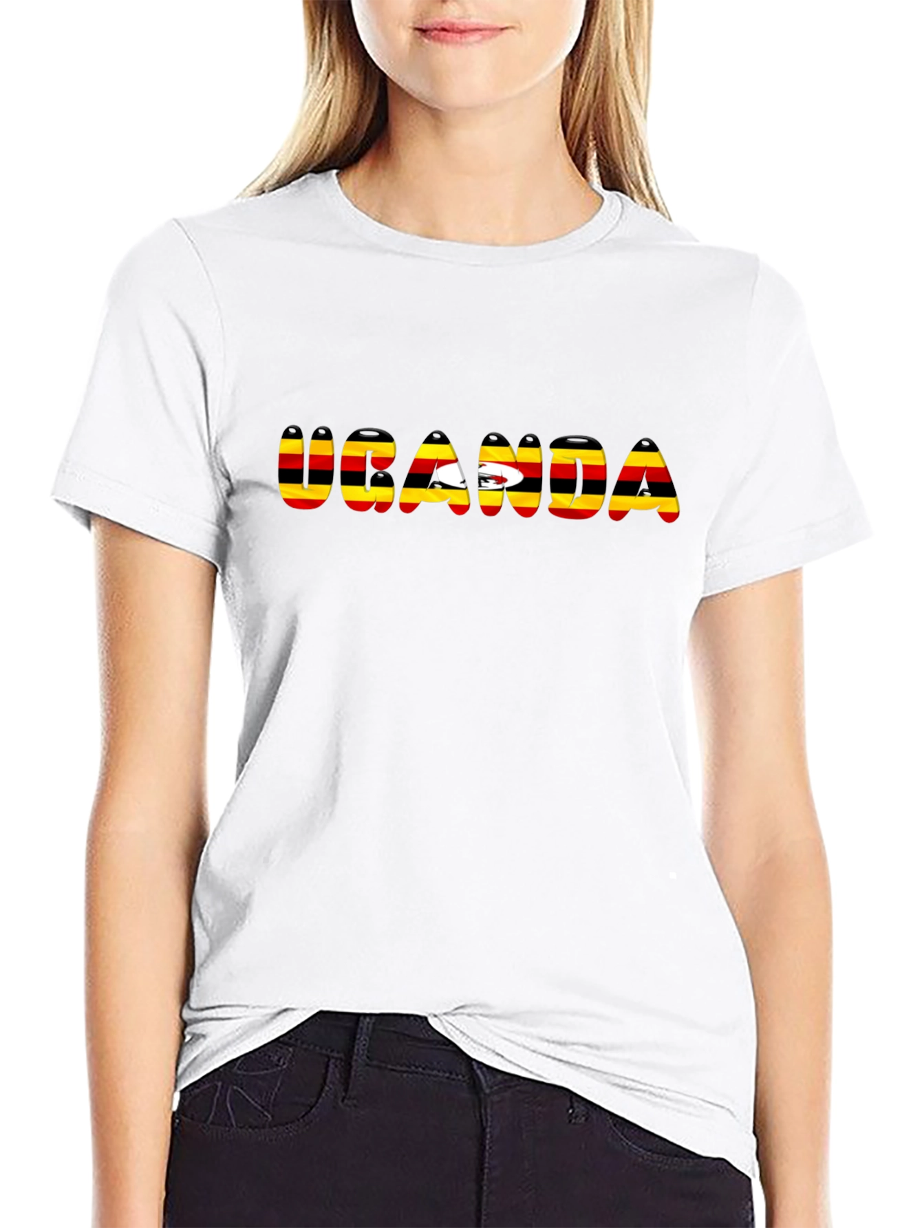 Uganda Flag T-Shirt - Black Cotton Tee
