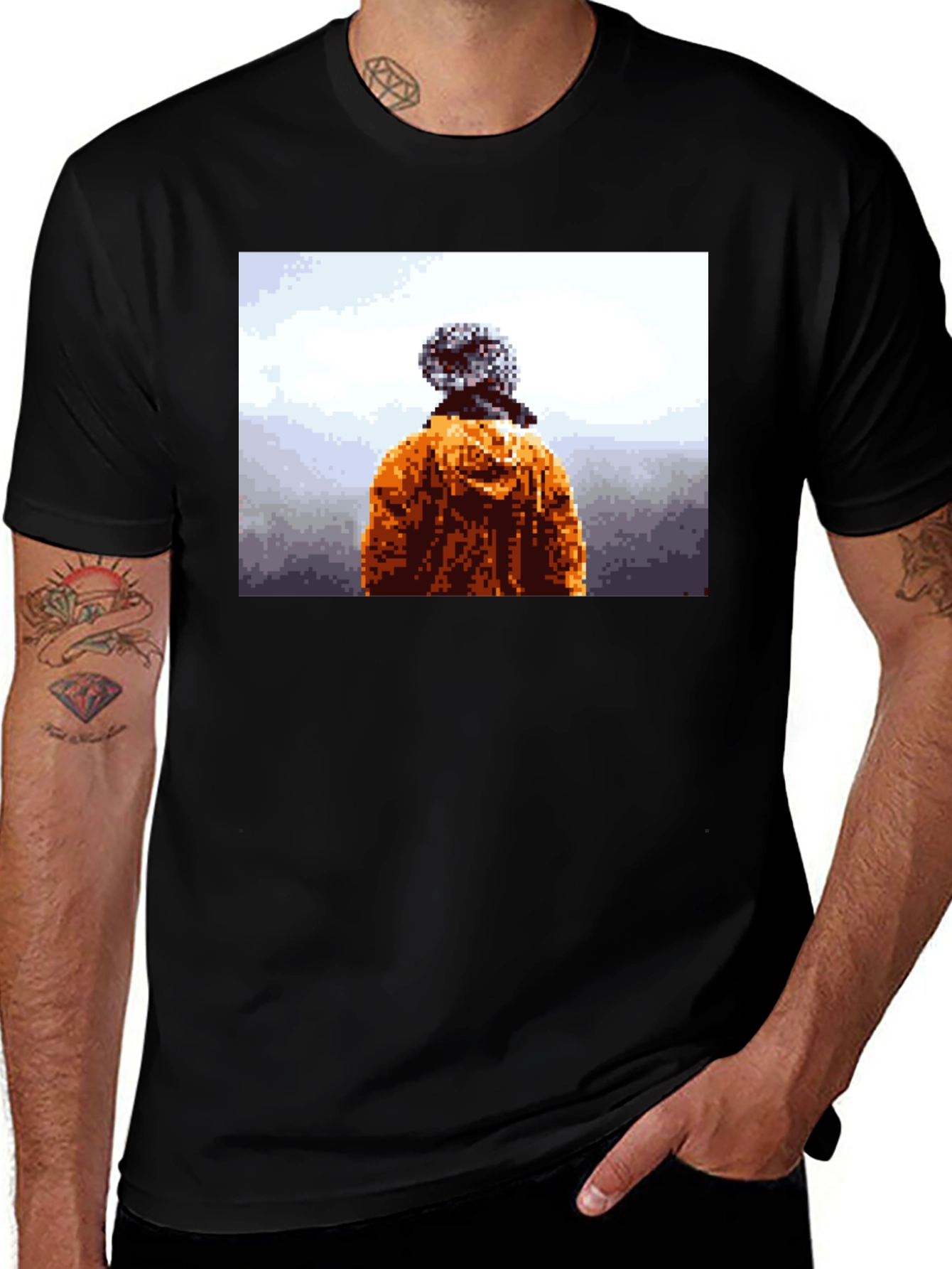 Pixelated Explorer Black T-Shirt