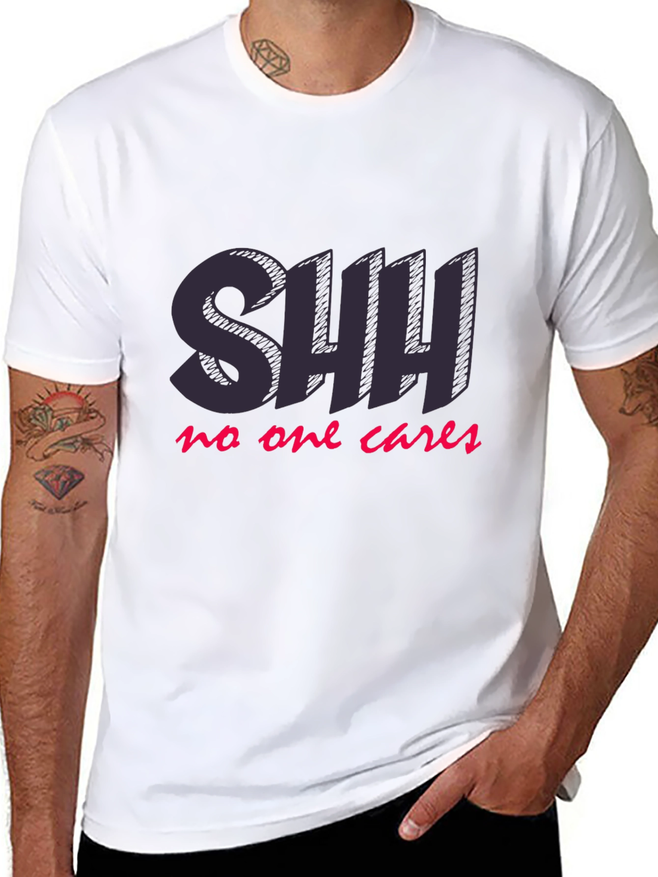 SHH No One Cares Black Graphic T-Shirt
