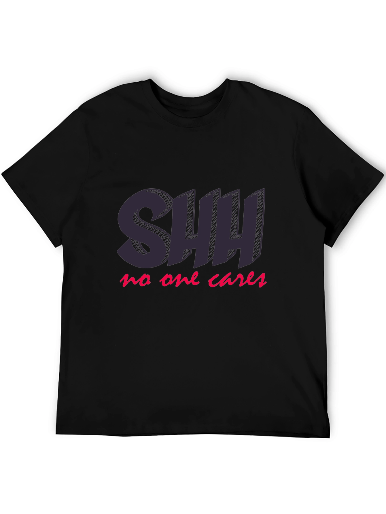 SHH No One Cares Black Graphic T-Shirt