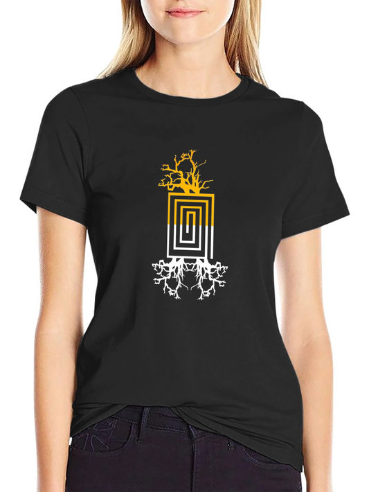 Abstract Tree Graphic Tee - Black