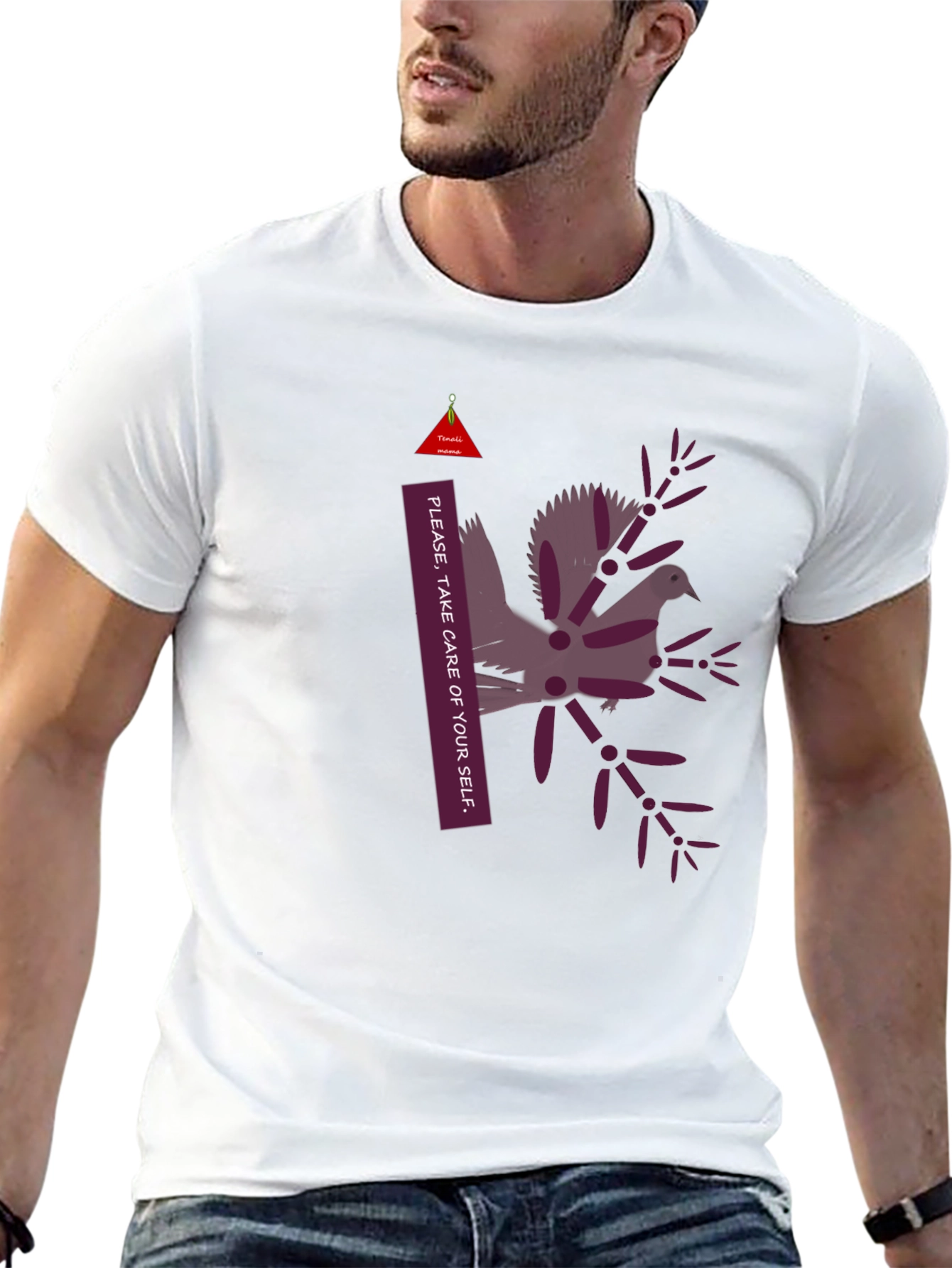 Unique Graphic Print Black T-Shirt: Take Care of Yourself