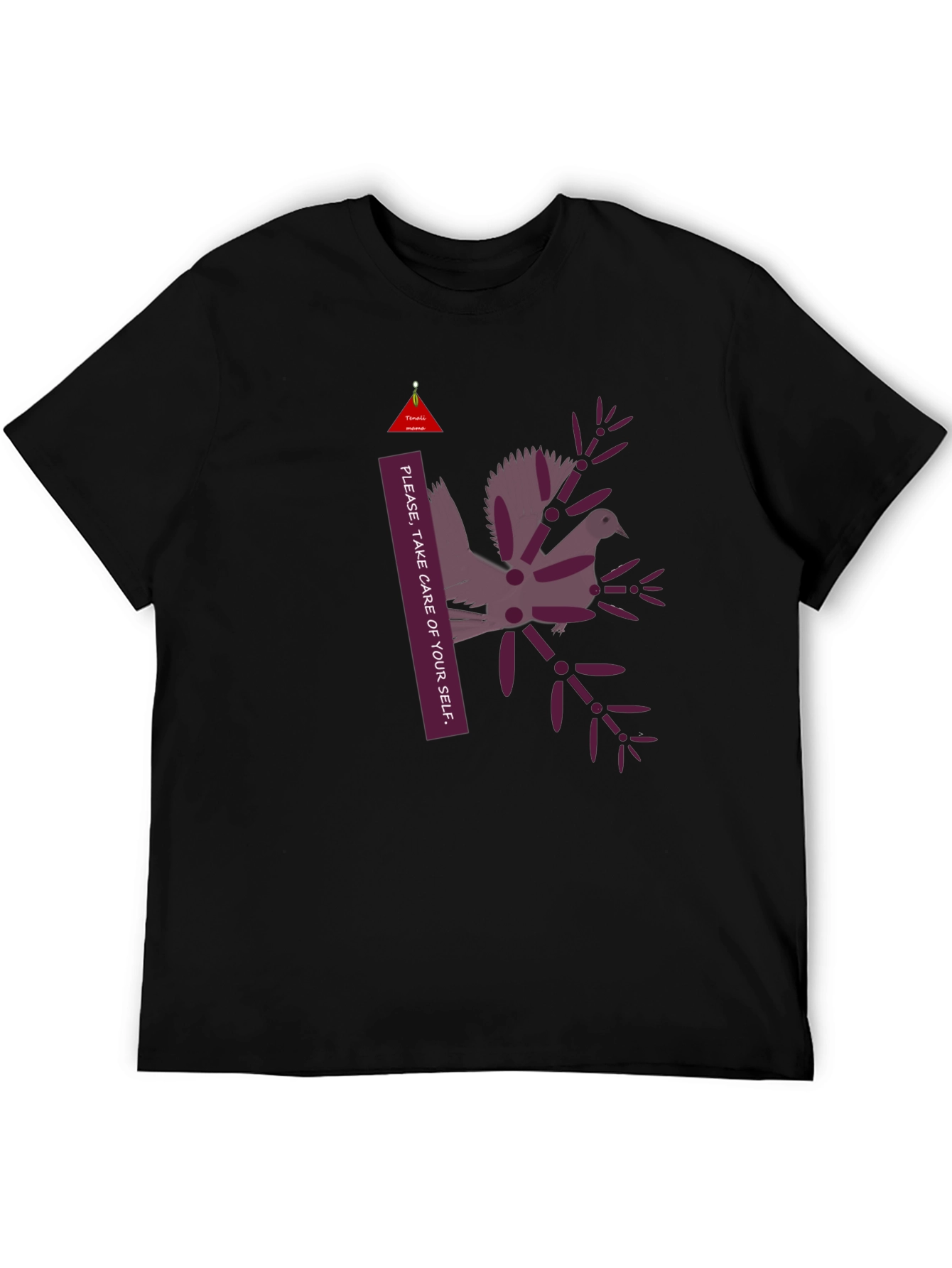 Unique Graphic Print Black T-Shirt: Take Care of Yourself