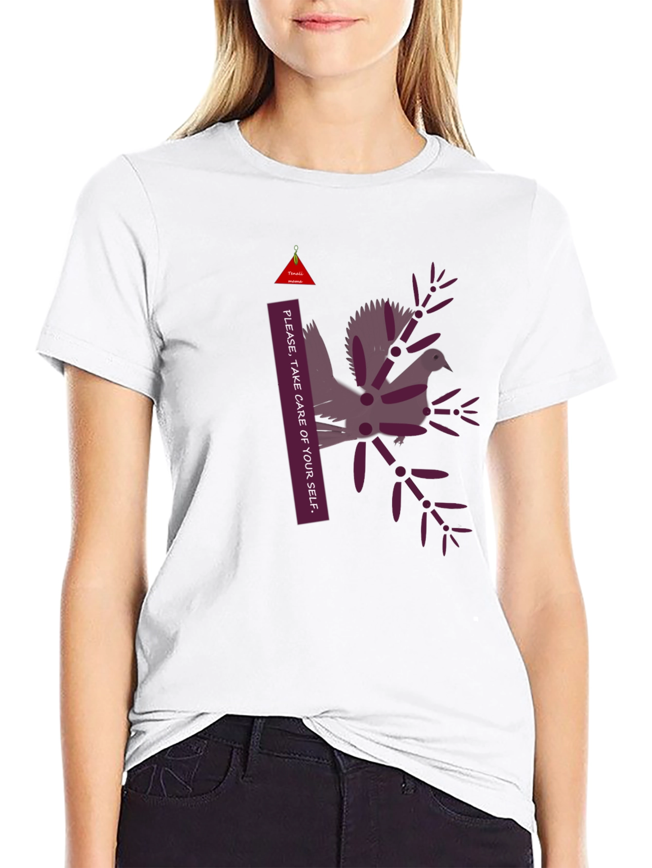 Unique Graphic Print Black T-Shirt: Take Care of Yourself