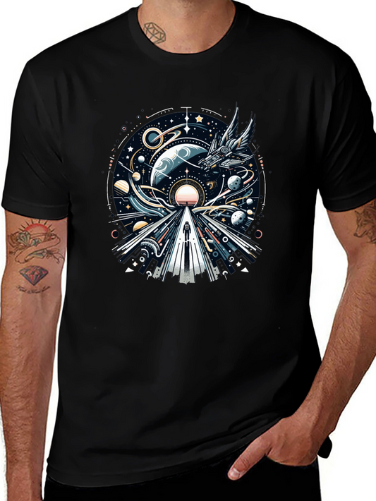 Cosmic Journey Graphic Tee - Black Unisex T-Shirt