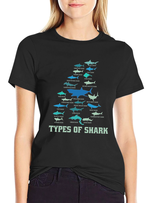 Types of Shark Graphic T-Shirt