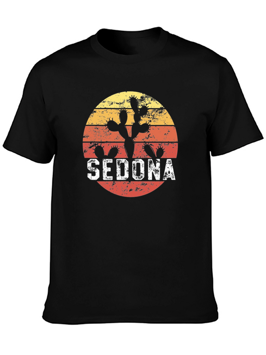 Sedona Cactus Retro Sunset Graphic T-Shirt