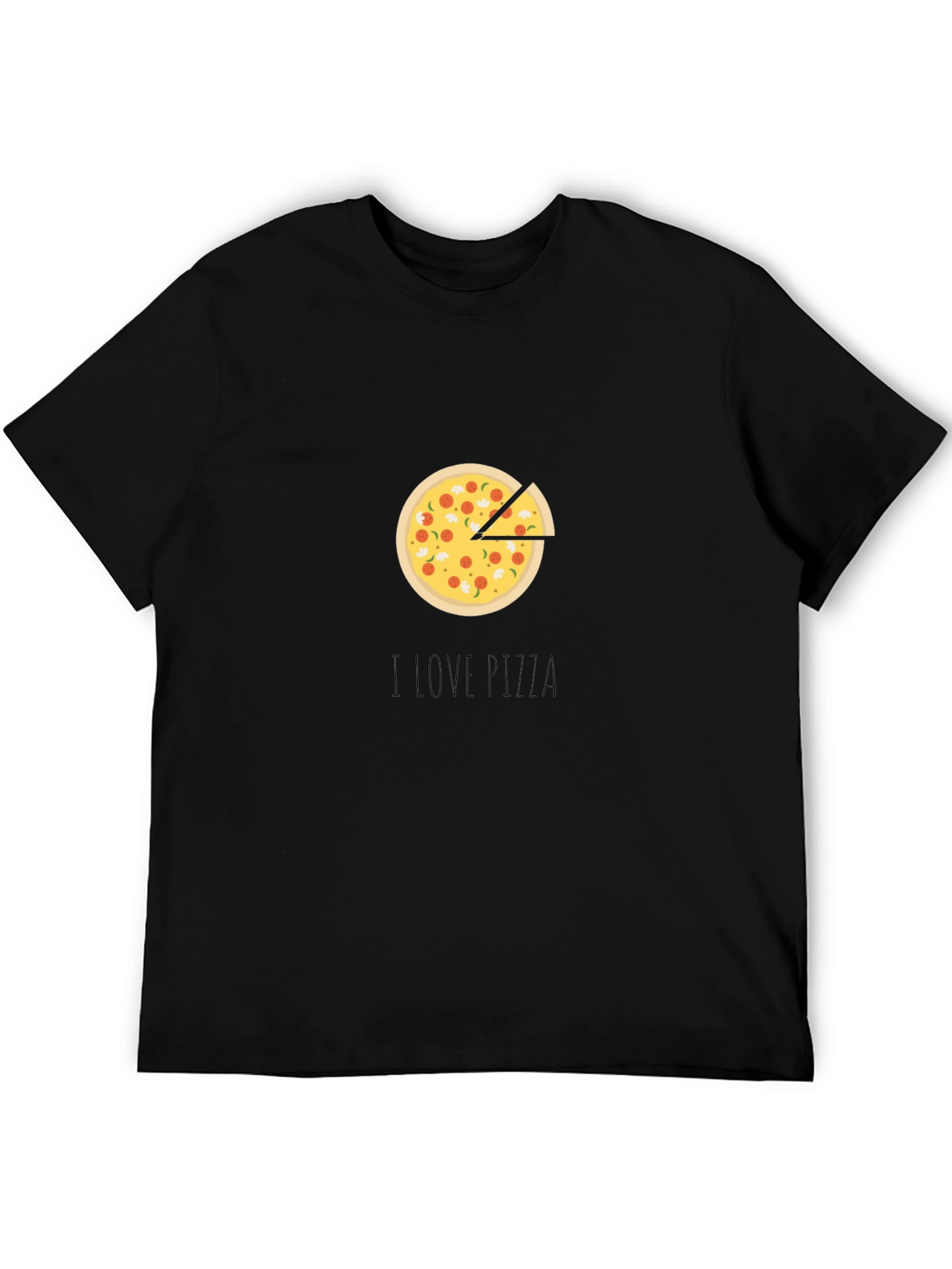 I Love Pizza Graphic Tee - Casual Black T-Shirt