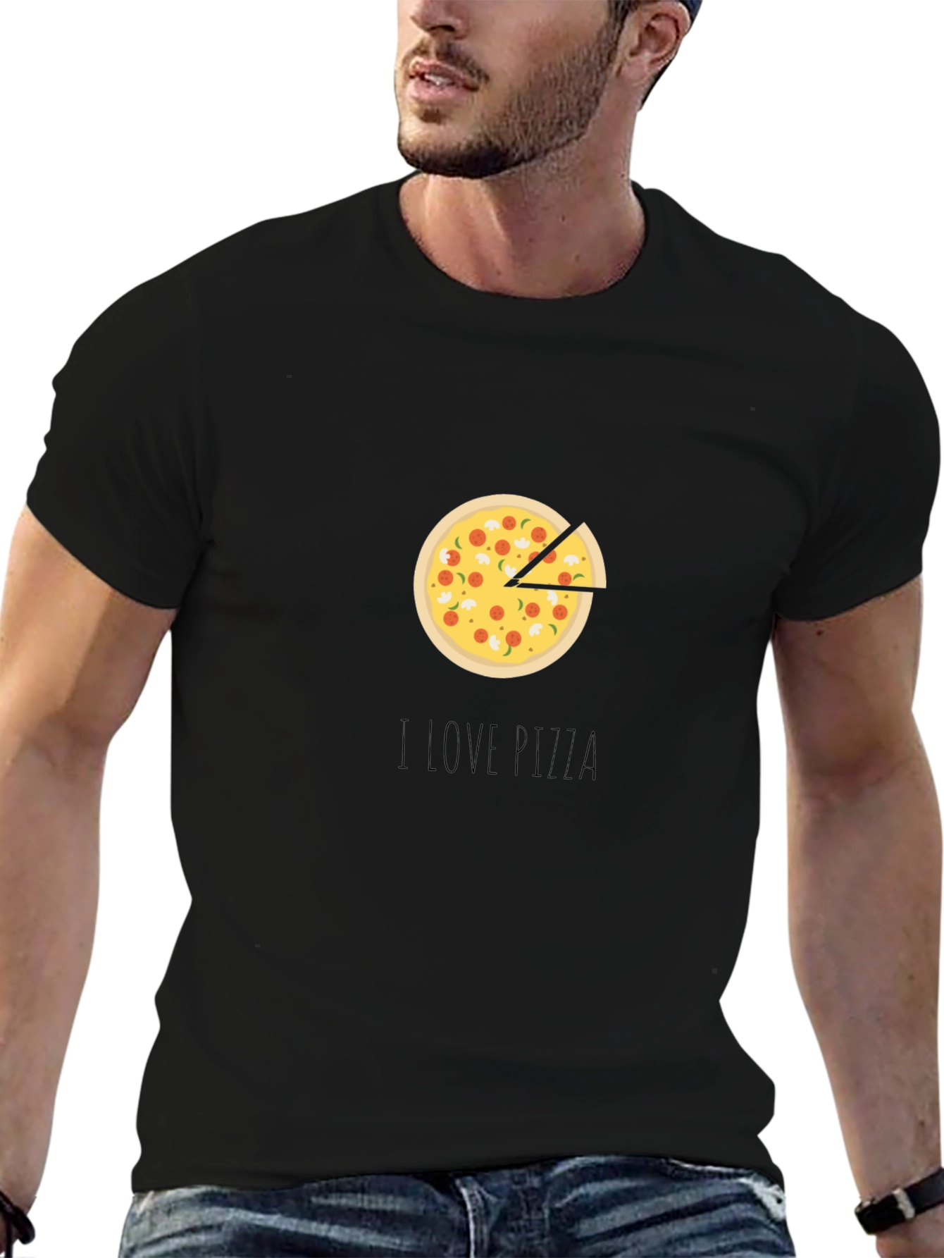 I Love Pizza Graphic Tee - Casual Black T-Shirt