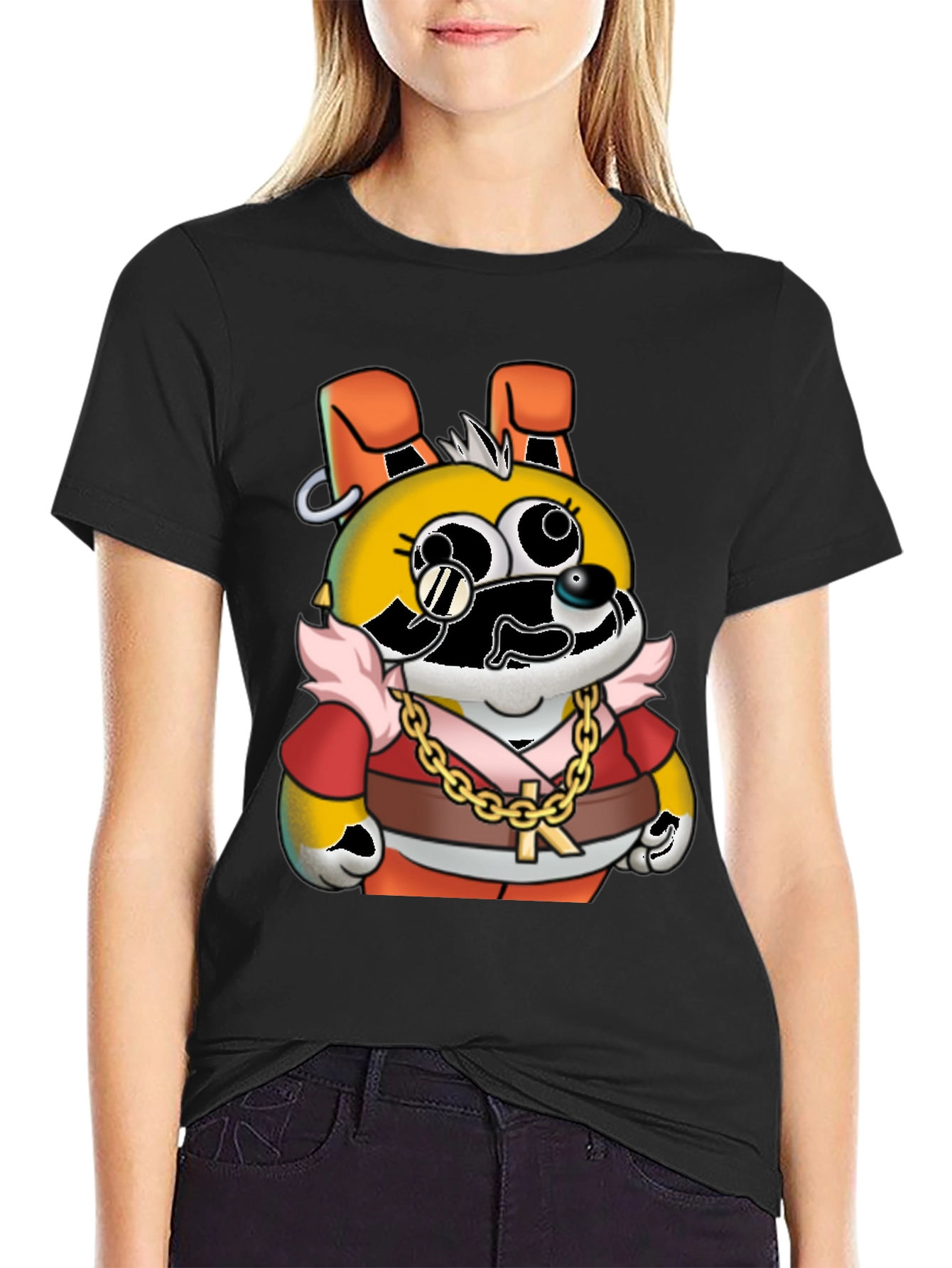 Cartoon Character Graphic Black T-Shirt