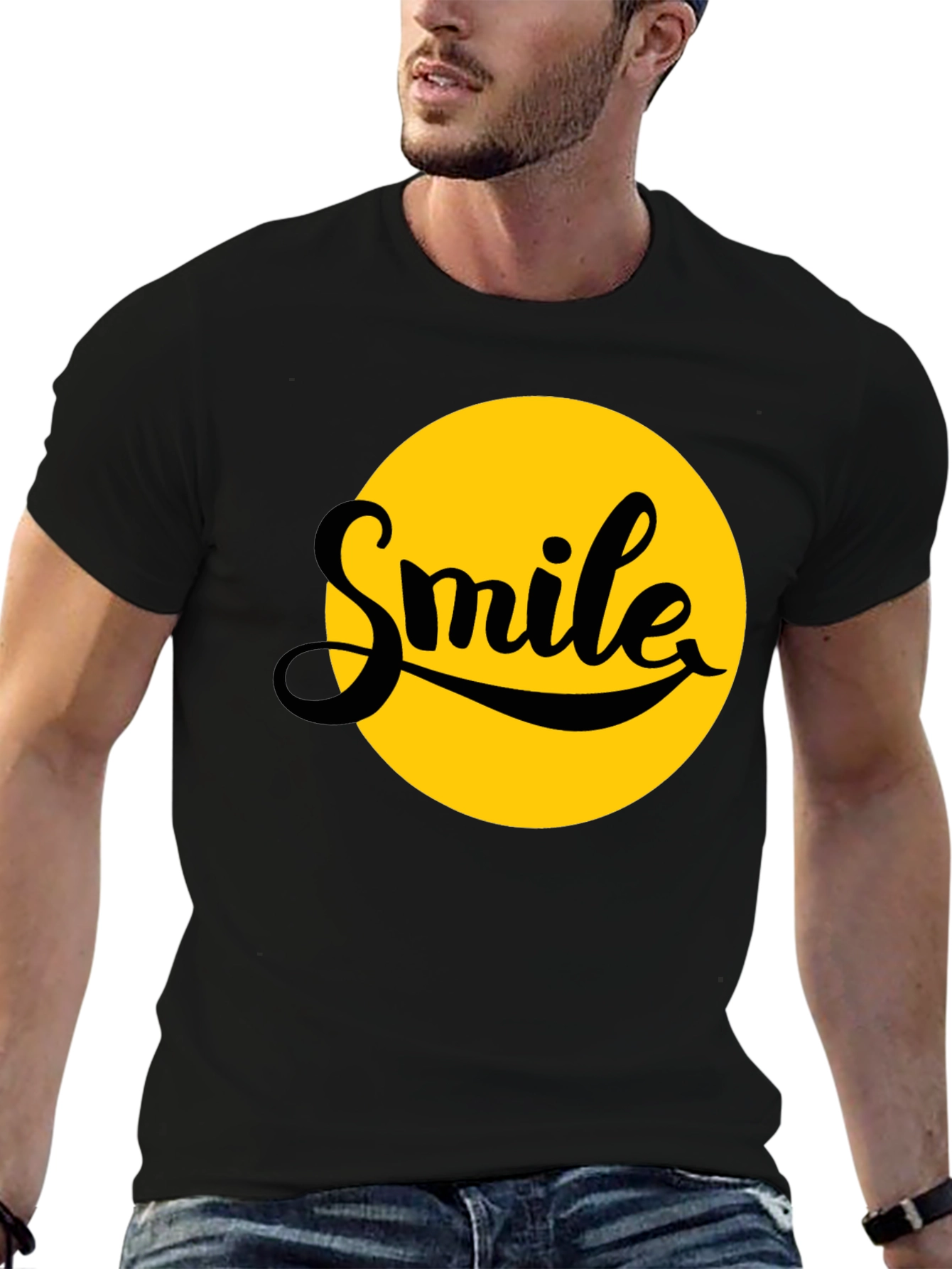 Smile Graphic T-Shirt - Black - Soft Cotton