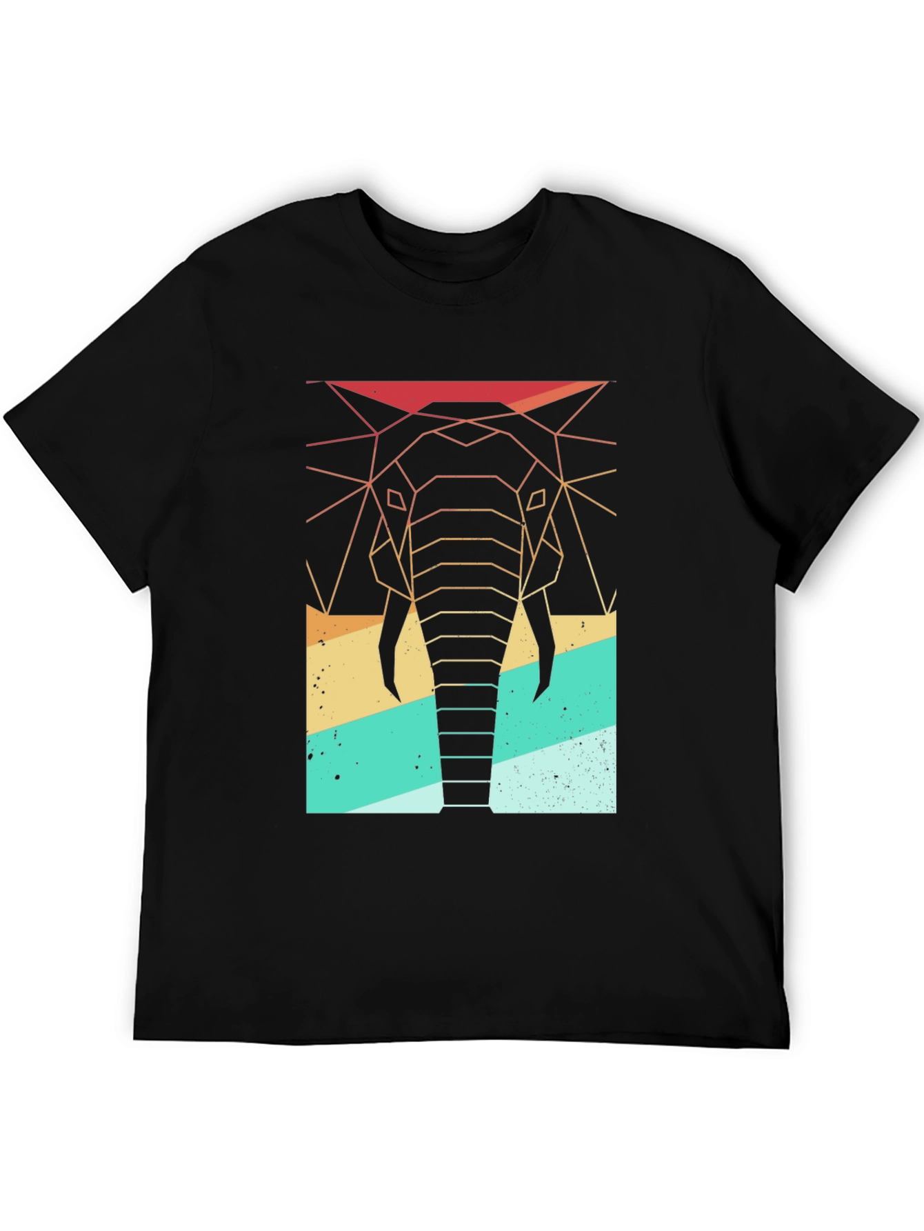 Geometric Elephant Retro T-Shirt