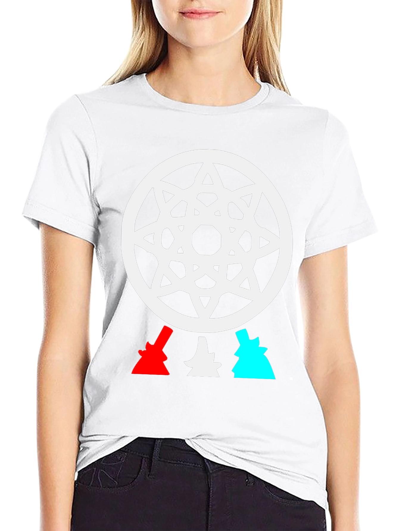 Geometric Star Design Black T-Shirt