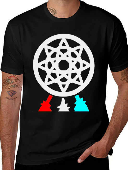 Geometric Star Design Black T-Shirt