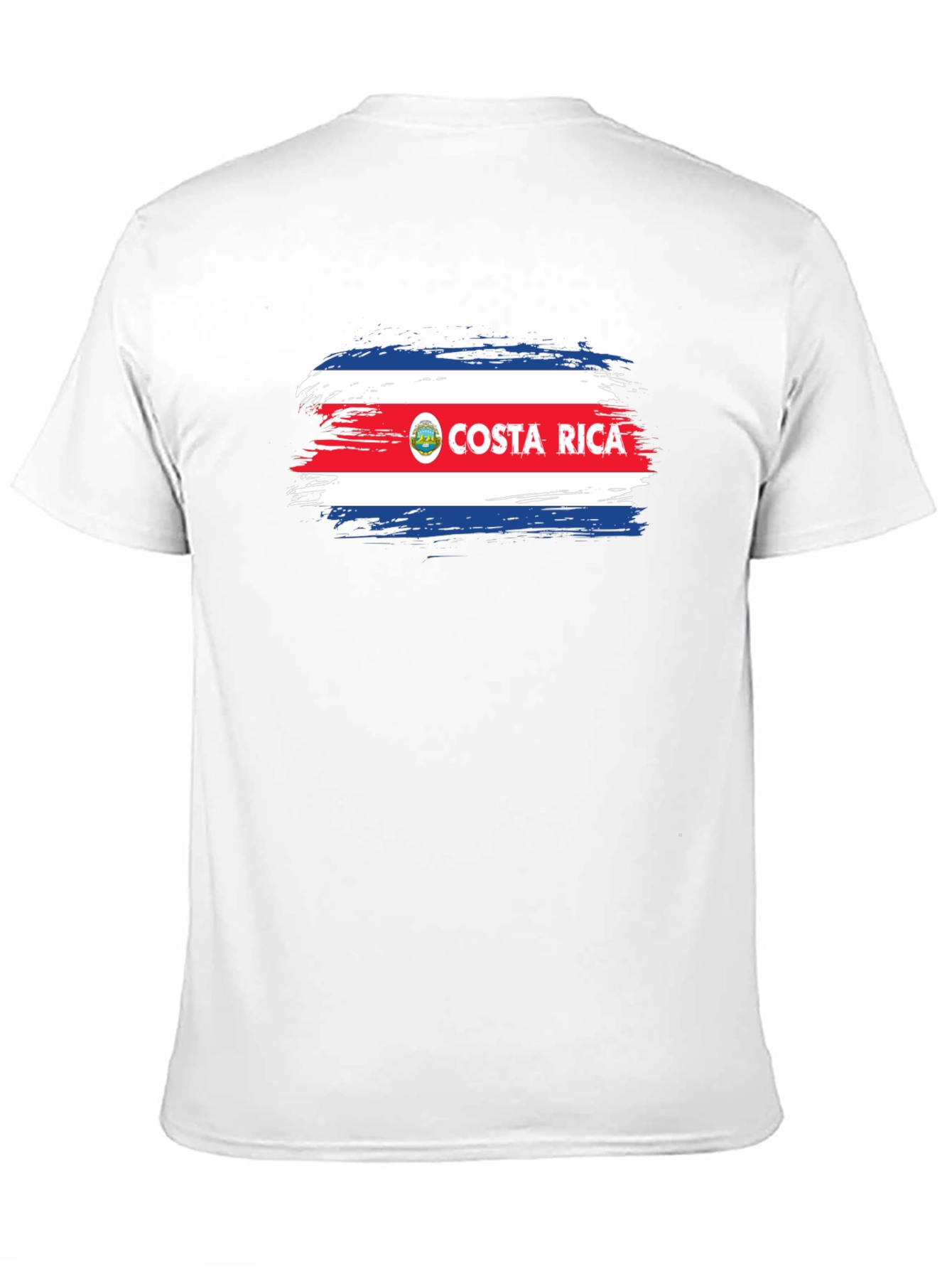 Costa Rica Flag Brushstroke Mens Black T-Shirt