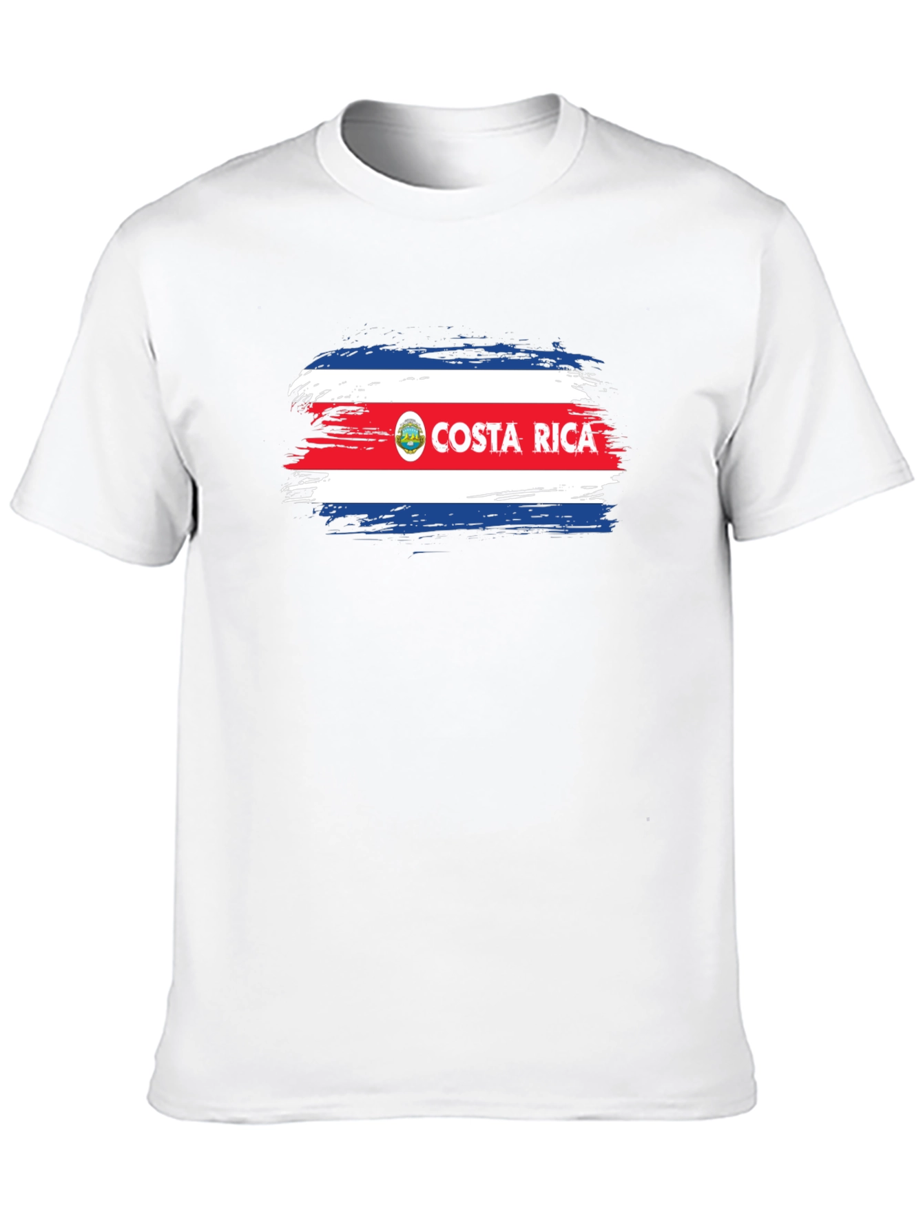 Costa Rica Flag Brushstroke Mens Black T-Shirt