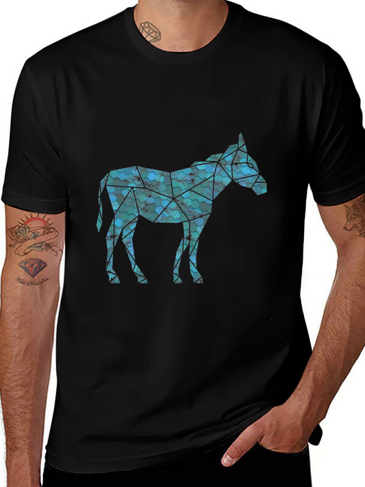 Geometric Donkey Graphic Tee - Mens Black T-Shirt