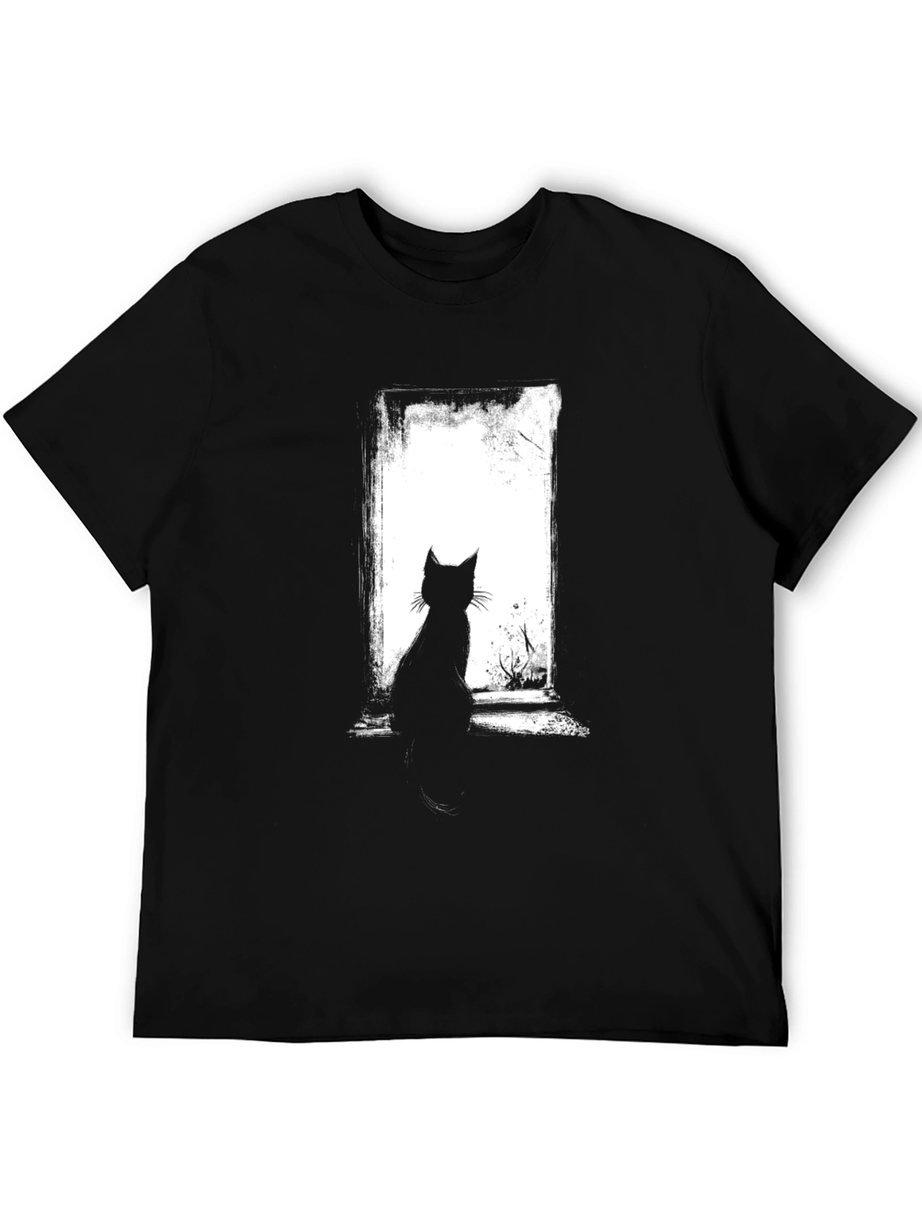 Cat Silhouette Graphic Black T-Shirt
